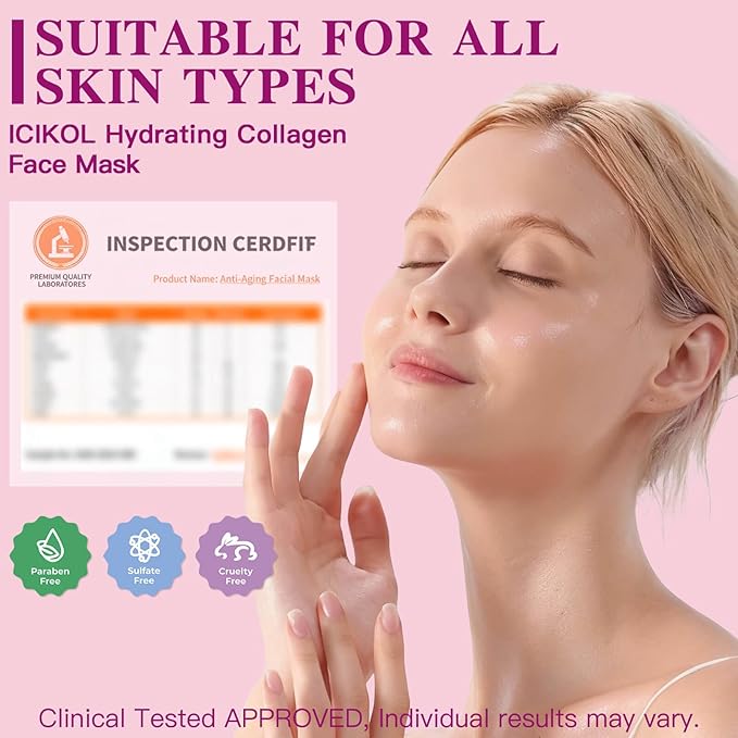 Overnight Collagen Mask - Deeply Hydrating Bio-Collagen Face Mask for Glass Skin, Pore Minimizing & Firming, Melting Transparent Jelly Mask - K-Beauty Sleeping Mask, 4 Sheets