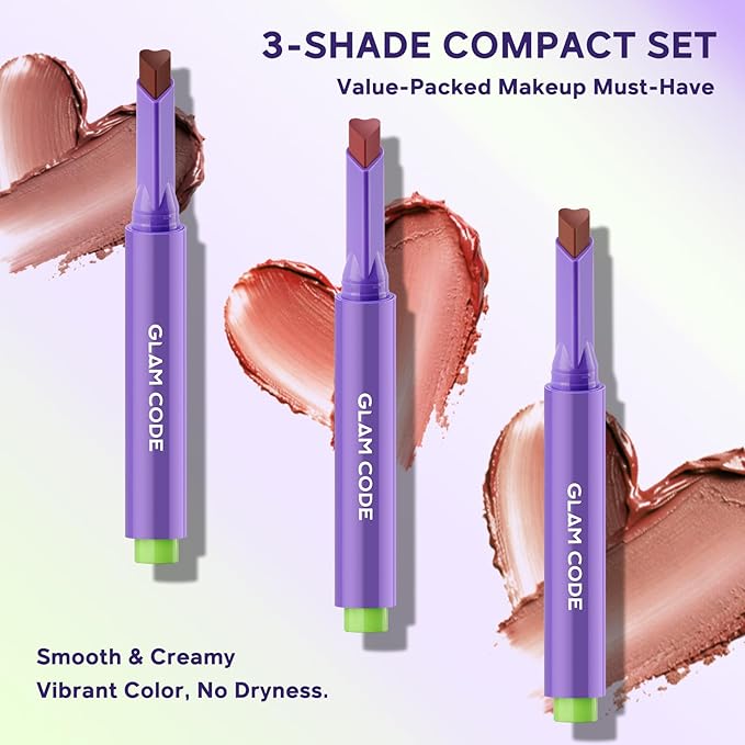 Glam Code Tinted Lip Balm Trio, Moisturizing Lipstick with Shea Butter, Hydrating Lip Makeup Set for Women & Girls, Vegan Formula, Cream Finish, Cruelty-free (3-Count, 02)
