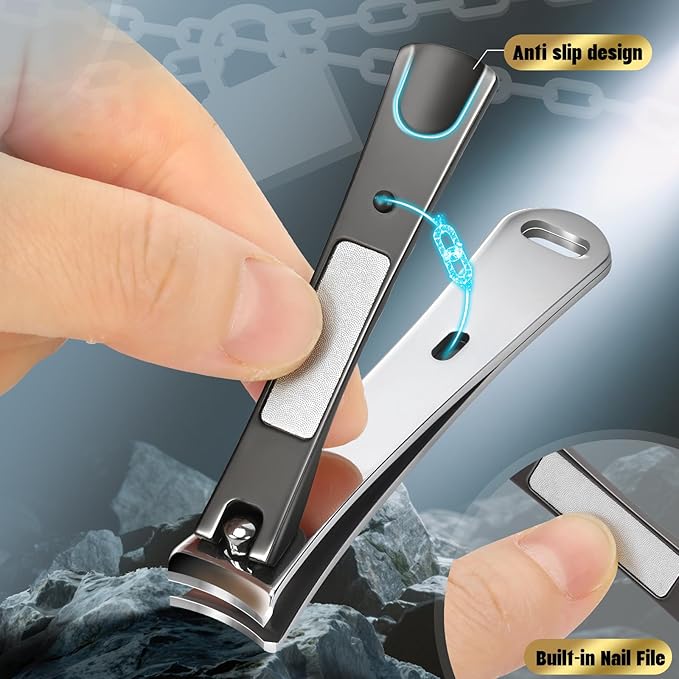 Vepkuso Toenail Clippers&Nail Clippers for Seniors Thick Nails - Professional Nail Clippers Set for Men/Women, Manicure Kit with Angled Head, Stainless Steel Toe Nail Cutter, Gift Idea