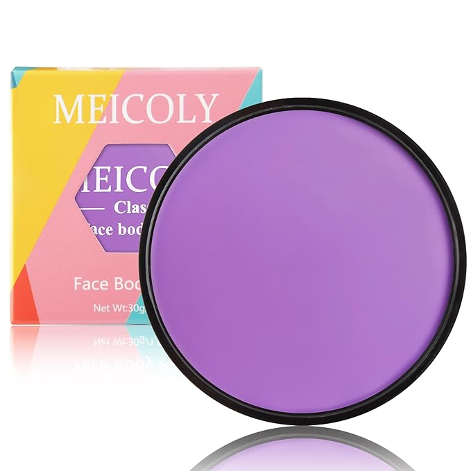 MEICOLY Purple Face Body Paint,30g/1.05oz Water Based Washable Full Body Paint,Single Face Painting for for Adults and Children,SFX Ursula Cosplay Halloween Special Effects,Light Purple