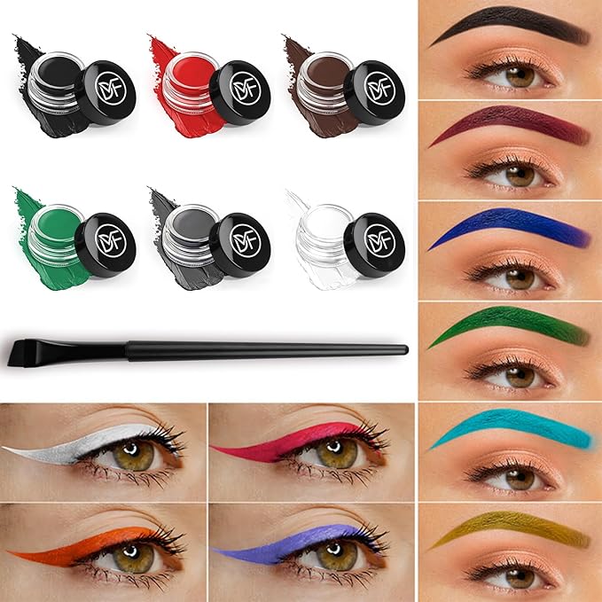 Eyeliner Gel Set,Long Lasting Waterproof High-Intensity Pigments Smudge-Proof Eye liner Makeup With 5.51 IN Long Eyeliner Brush Water-Resistant Creamy Gel 5G-Brown