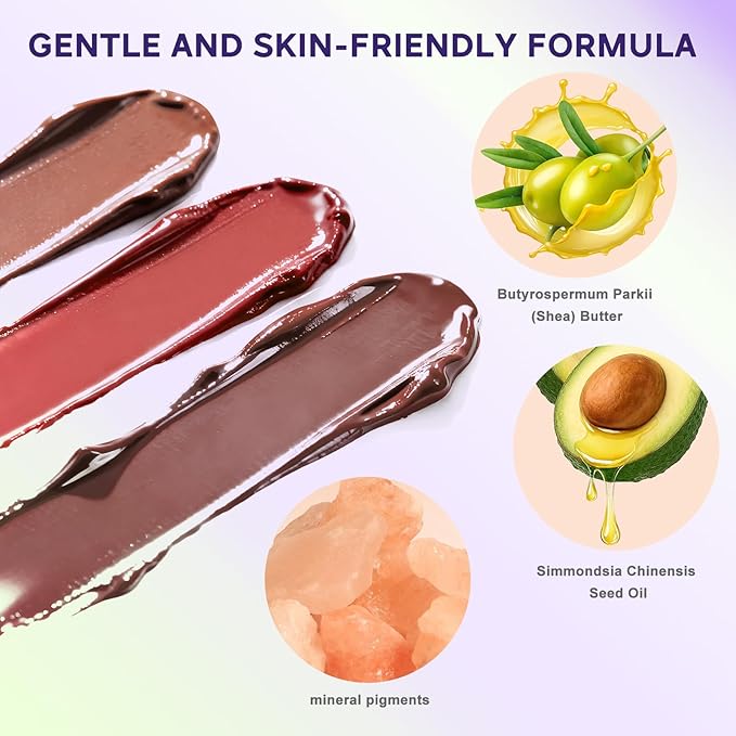Glam Code Tinted Lip Balm Trio, Moisturizing Lipstick with Shea Butter, Hydrating Lip Makeup Set for Women & Girls, Vegan Formula, Cream Finish, Cruelty-free (3-Count, 03)