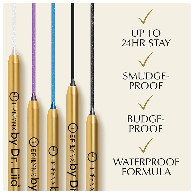 EPILYNX Eyeliner Pencil - Long Lasting Smudge Proof & Waterproof Eyeliner Pencil - Eye Liner Pencils - Hypoallergenic, Vegan, Gluten-Free Eye Pencil - Moonlight Black Shimmer, 1.2ml