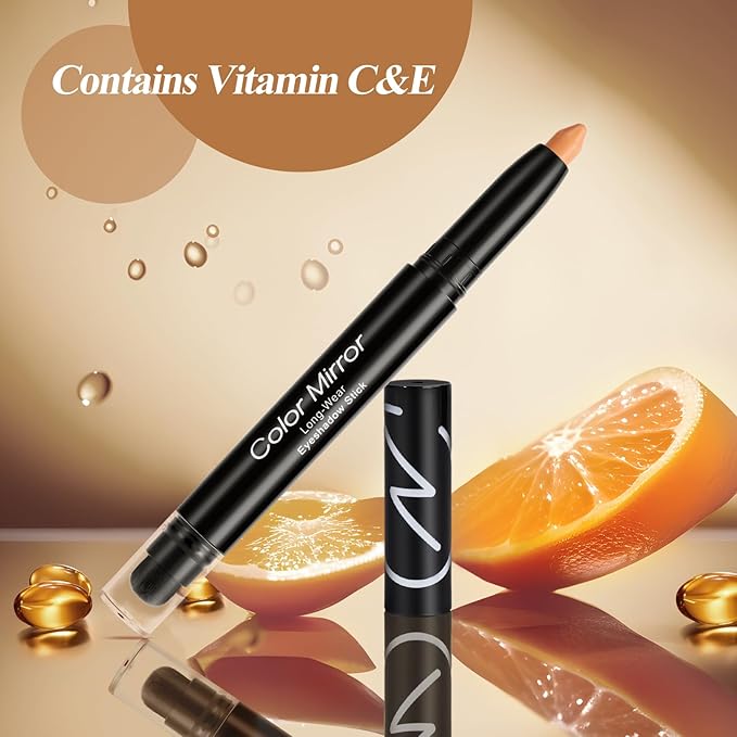 Cream Waterproof Hypoallergenic Eyeshadow Stick, long wear Metallic Glitter Matte Eye Shadow Pencil With Makeup Brush, Eye Brightener, 43 Matte Toffee