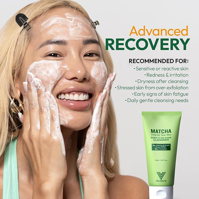 Matcha Gentle Cleanser Pore Refining, Rose PDRN Foam Wash for Redness Relief, Acne-Prone Skin Daily Cleanser, Green Tea Low-pH Soothing Face Wash, Sensitive Skin Friendly, Korean Skin Care