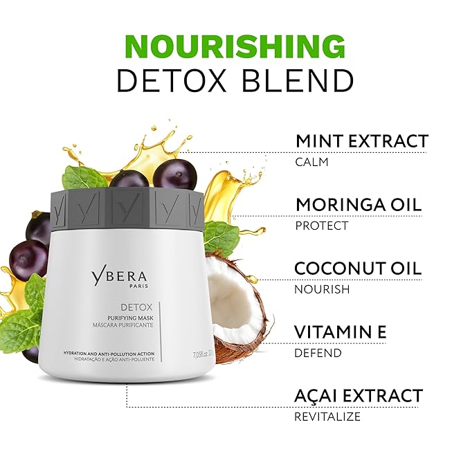 Ybera PuriOxy® Purifying Mask Scalp Scrub & Scalp Treatment, Detox Scalp Mask with Charcoal, Supports Clarifying Shampoo, Removes Build Up, Balances Scalp, Hydrates & Revitalizes Hair, 200g