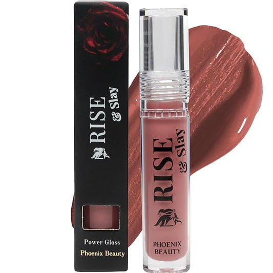 Power Gloss – Nude Pink Vegan High Pigment, Non-Sticky Lip Gloss with Hyaluronic Acid, Jojoba & Vitamin E for Moisturized, Plump, Glossy Lips (Rose Spritz)