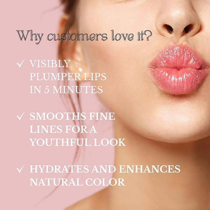 Instant Lip Plumper, Hydrating Lip Serum with Hyaluronic Acid, Guarana & Horse Chestnut Extract, Non-Sticky Moisturizing Lip Plumping Glossm, Anti-Aging Lip Care, 5ml