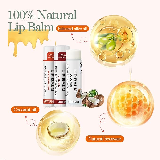 88 Pack Lip Balm Bulk, Fruit Lip Balm Variety Pack, Natural Moisturizing Balms for Dry Cracked Lips, Hydrating for Men Women Kids - 10 Flavors