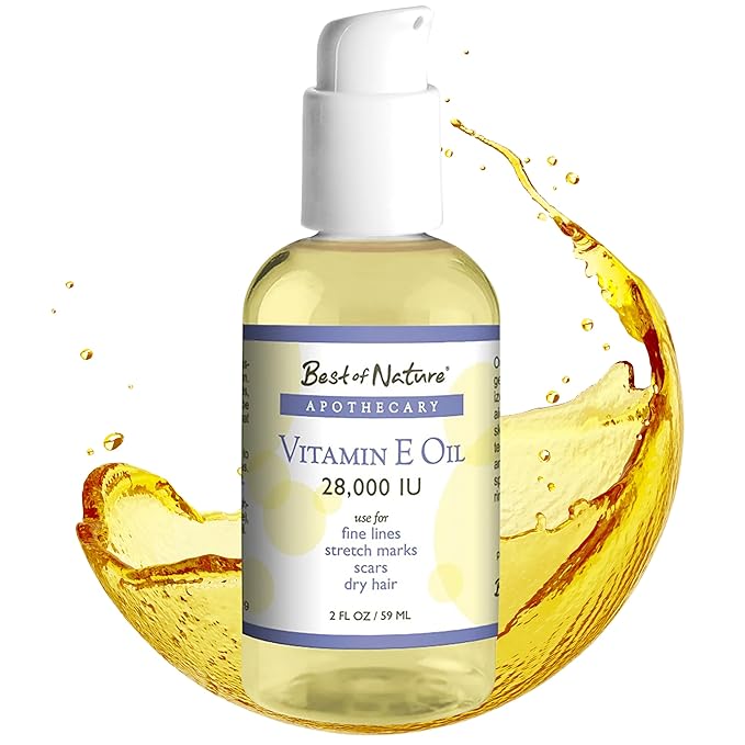 Best of Nature Vitamin E Oil 28,000 IU, Unscented Moisturizer with Fractioned Coconut - Damage Repair Formula for Hair, Skin, Face, & Hands