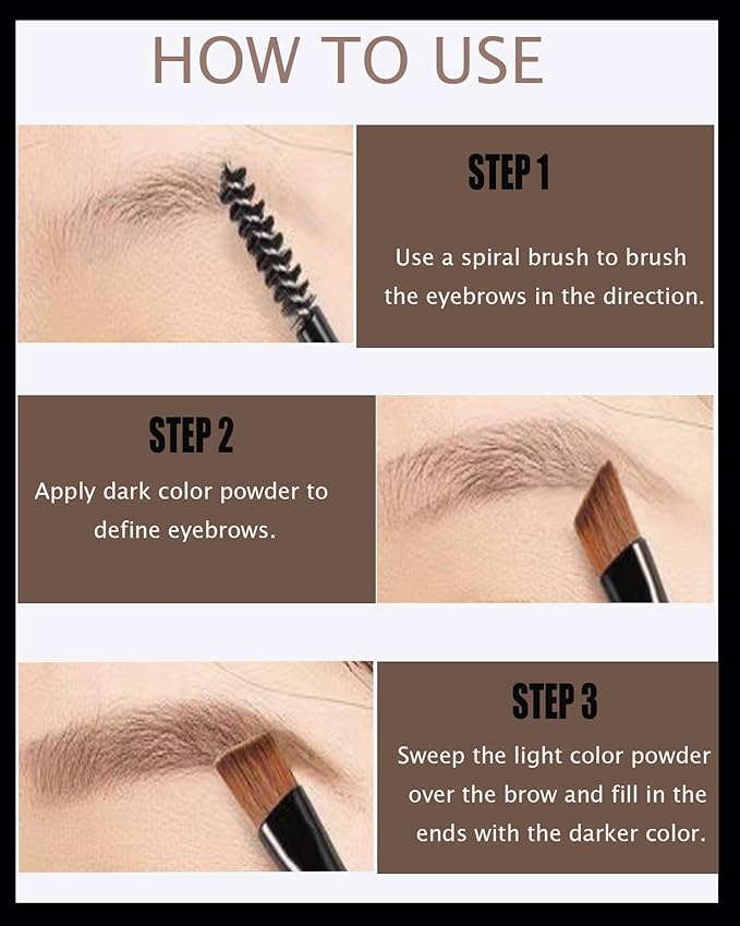 Eyebrow Powder Makeup Kit for Women,2 Colors Eye Brow Powder Waterproof Tinting Palette Long-Lasting,Taupe Brown Brow Fill&Sculpt Natural Eyebrow Contour for Sparse Brow with Brow Brush &Razor-02
