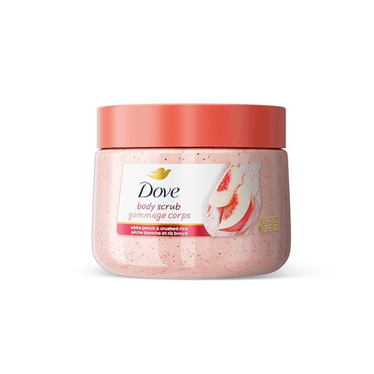 Dove White Peach & Crushed Rice Body Scrub Exfoliates and Deeply Nourishes for Smooth, Radiant Skin 15 oz