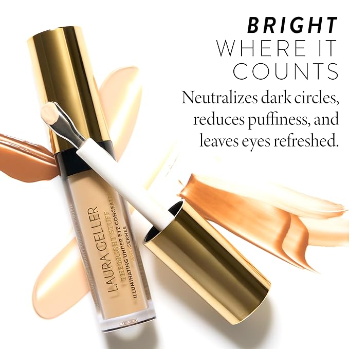 LAURA GELLER NEW YORK The Bright Stuff Illuminating Under Eye Concealer with Cooling Metal Tip - Light Coverage (01 Porcelain)