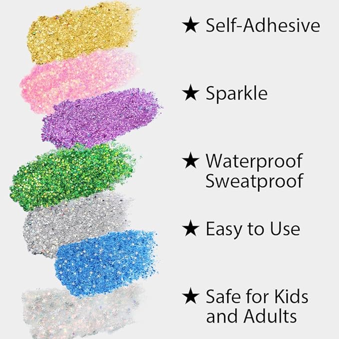 Mysense Mermaid Body Glitter Stick,Face Hair Glitter Gel for Kids Women,Festival Rave Pride Accessories,Waterproof Sparkling Holographic Mermaid Sequins Chunky Glitter Makeup,0.56oz