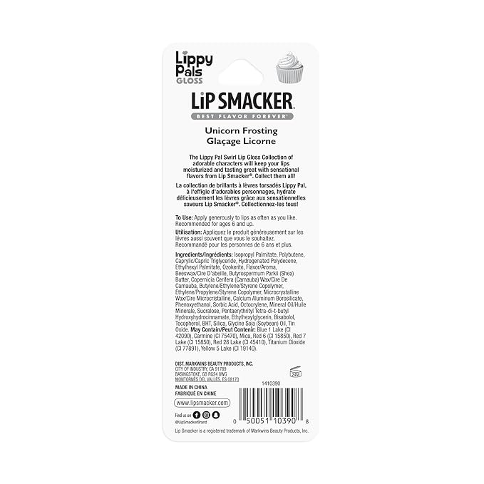 Lip Smacker Lippy Pals Swirls Unicorn, Flavored Moisturizing & Smoothing Soft Shine Lip Balm, Hydrating & Protecting Fun Tasty Glossy Finish, Cruelty-Free & Vegan - Unicorn Frosting (Pack of 2)