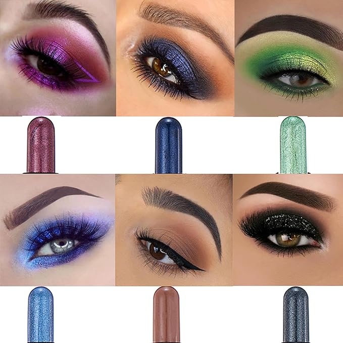 Brick Red Dual Ended Eyeshadow Stick 12 Colors Matte and Shimmer Waterproof Long Lasting Creamy Eyeshadow Pencil for Smokey Eye Natural Everyday Makeup