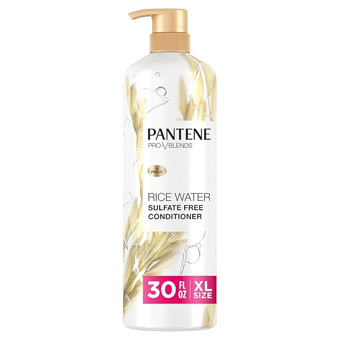 Pantene Conditioner, with Rice Water, Protects Natural Hair Growth, Volumizing, for Women, Nutrient Infused with Vitamin B5, Pro-V Blends, 30.0 oz