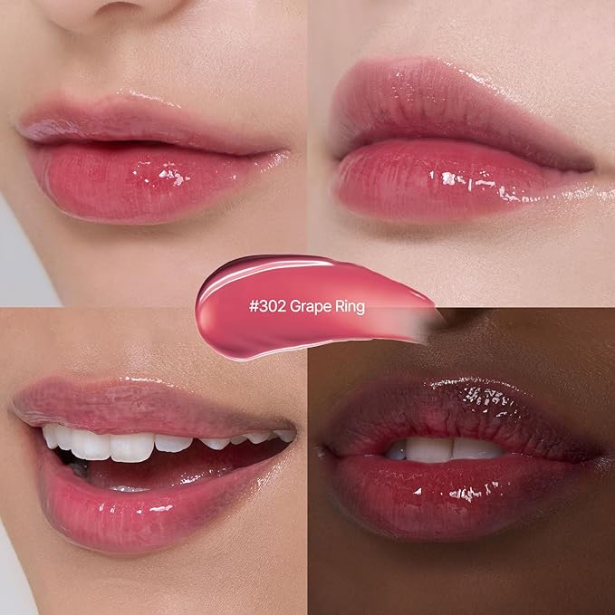 Laka Jelling Nude Gloss Mini, 1.9g/0.07oz, Sheer Hydrating Lip Oil with No Stain, Non-Sticky, Nourishing Gloss for a Fresh, Glowy Look, Vegan, Clean Beauty Makeup, K-Beauty (#302 Grapering)