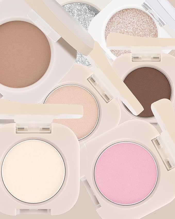 Single Matte Eyeshadow,Nude White Eye Shadow Palette Primer Base Hightlight Makeup,High Pigment Waterproof Pressed Eye Shadows Powder with Smooth Lightweight Blendable Formula for Daily Eye Look-01