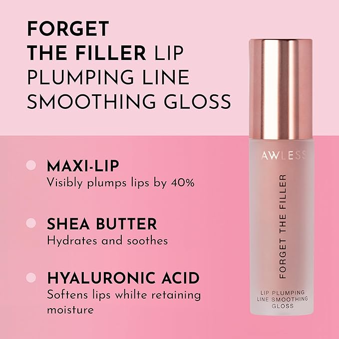 Lawless Women's Forget The Filler Lip Plumper Line Gloss, Nudie, Pink, 0.11 Fl Oz (Pack of 1)