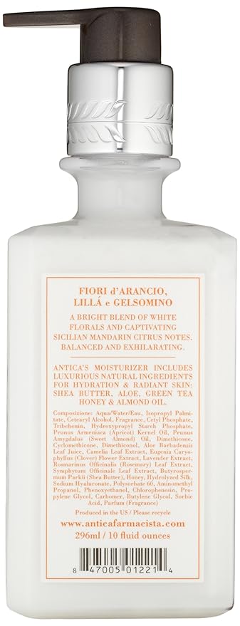 Antica Farmacista Body Moisturizer - Scented Moisturizing Lotion with Aloe Vera, Green Tea & Sweet Almond Oil - Luxury Gift for Any Occasion - Orange Blossom, Lilac & Jasmine, 10 fl oz