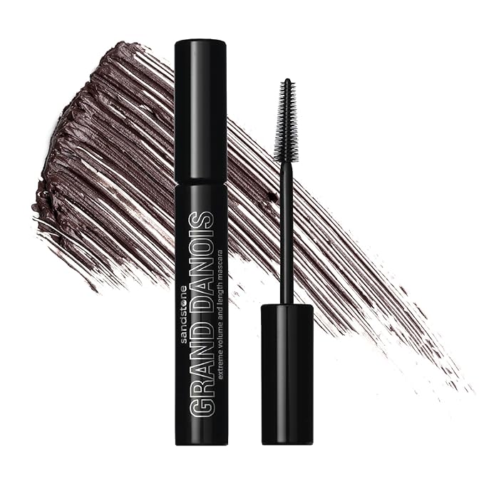 Sandstone Scandinavia Hypoallergenic Mascara Sensitive Eyes - Smudge-Proof, Sweatproof, Lengthening for Maximum Volume and Length - Vegan, Non Toxic ingredients (Brown, 9 ml)