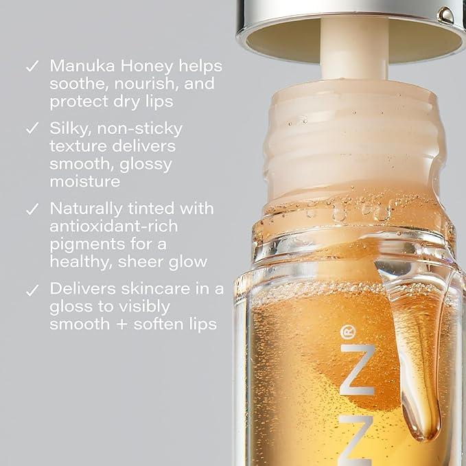SKINN Luminous Lip Oil Bundle, 2-Piece (Golden & Blush) - Support Collagen Production, Smooth Lines & Soothe Dry Cracked Lips - Improves Elasticity, Texture & Luminosity - Vitamin C & Manuka Honey