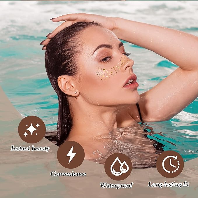 Christmas Glitter Face Tattoo,Diesetsr Body Glitter Christmas Face Tattoos Patches, Festival Rave Outfits for Women, Sparkle Patches for Kids, Party Festival Decorations,30 PCS