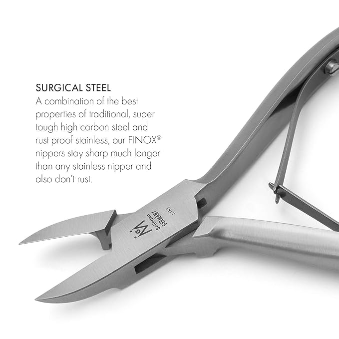 Pedicure Ingrown Nippers FINOX Surgical Steel Toe Nail Clippers German Stainless Steel Podiatry Tool in Leather GERmanikure Solingen p127