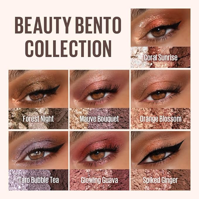 Kaja 3 Colors Eyeshadow - Beauty Bento 07 Glowing Guava | Mosaic Chrome, Shimmer, Matte finish, Cruelty free, K-Beauty Mini Palettes, Easy Finger Blendable, Glitter, High Pigmentation, 0.03 Oz