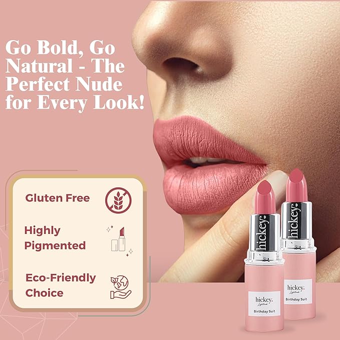 Hickey Lipstick Refill Set: Birthday Suit & Big Trouble Berry Wine –Long Lasting Lipstick for Women-Vegan, Gluten-Free, Highly Pigmented