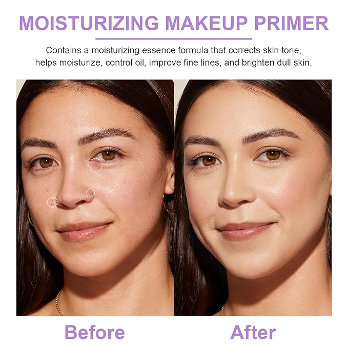3 In 1 Primer for Face Before Makeup,SPF 50, Sunscreen One Step Color Corrector Face Isolation Cream, Blurs Imperfections Oil Control & Moisturizing Skin Tone Correcting (Purple Pink Green)