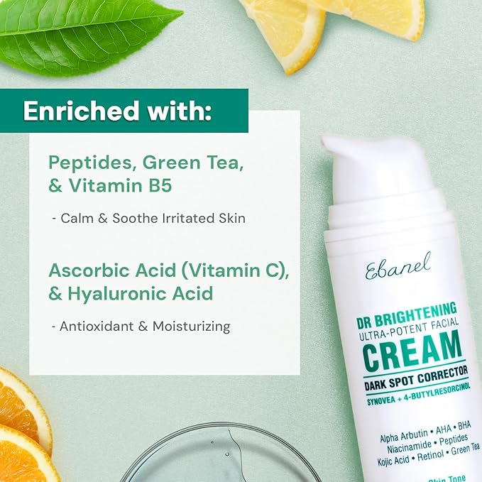 Ebanel Dark Spot Remover for Face & Body, Skin Brightening Cream with Synovea, Alpha Arbutin, Niacinamide, Kojic Acid, Dark Spot Corrector for Hyperpigmentation, Discoloration, Melasma, and Age Spots
