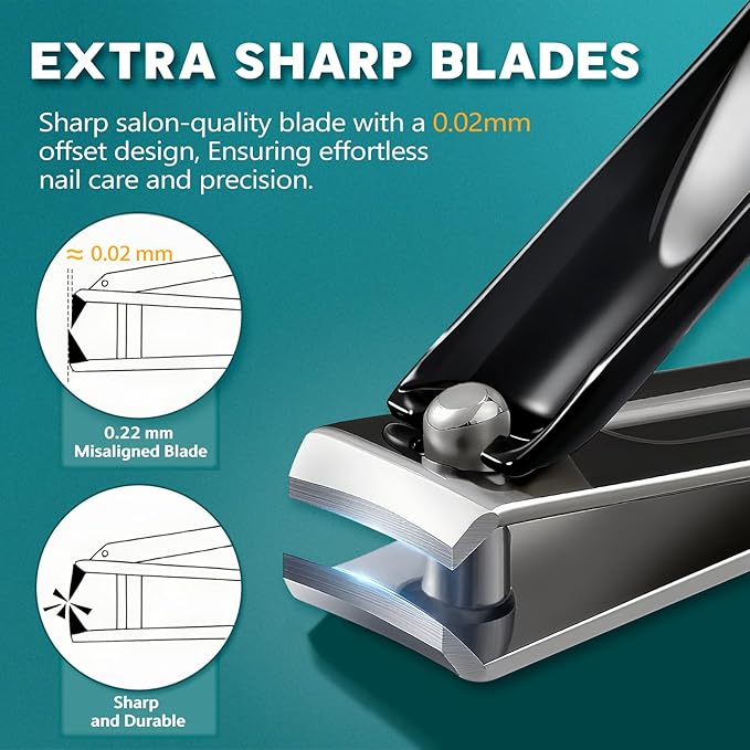 Heavy Duty Toenail Clippers for Seniors Thick Toenails, 7-in-1 Nail Clippers with Catcher, Professional Long Handle Ingrown Toenail Clippers for Men, Fingernail Manicure Pedicure Kit (5-in-1 Black)