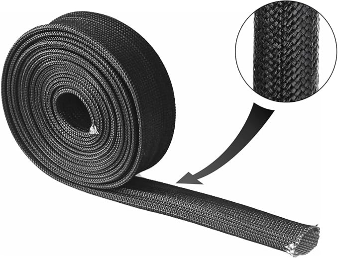 Heat Shield Sleeve Fuel Line Heat Shield Auto Hose Spark Plug Wire Cover Protectors Boots Roll 2500 Degree for Car&Auto Wire Loom Brake Cable (1/2" IDX10', BLACK)