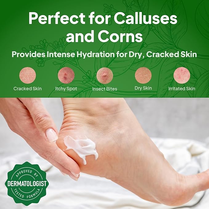 Pumice Valley 2 Pack Foot Cream for Dry Cracked Feet and Heels - Natural Moisturizer, Corn, Calluses Treatment - Skin, Body Lotion, Panthenol, Tea Tree Oil, Menthol 1.7 Oz