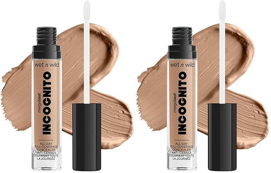wet n wild Mega Last Incognito All-Day Full Coverage Liquid Matte Concealer, Medium Golden, 0.18 Ounce (Pack of 2)