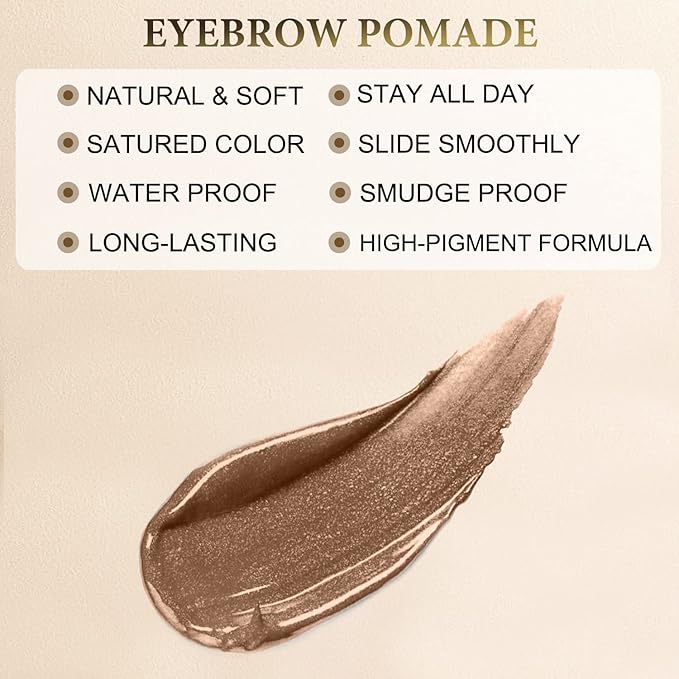 Eyebrow Pen Makeup Kit - 4 Tip Waterproof Microblading Pencil, Eyeliner, Pomade and Dual-ended Brush - Natural Looking Brow Kit - Soft Brown