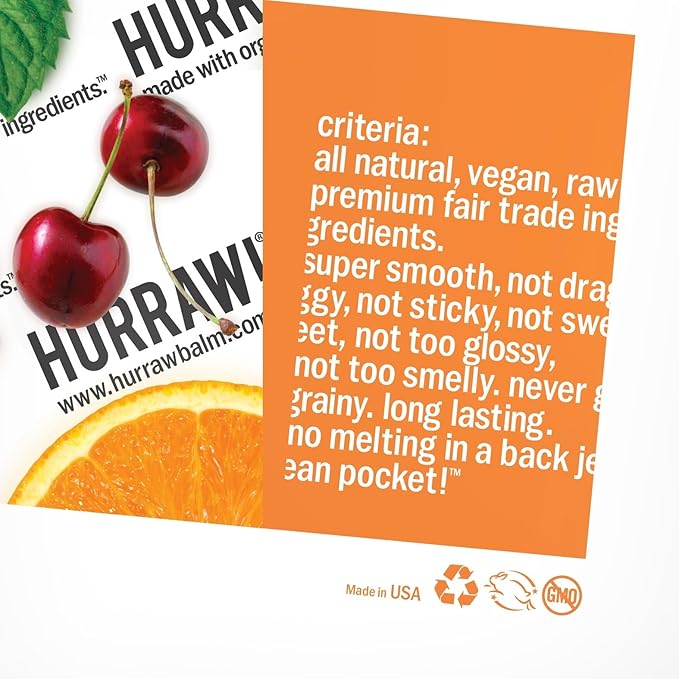 Hurraw! Coconut, Mint, Lemongrass (Pitta) Lip Balm, 3 Pack: Organic, Certified Vegan, Cruelty and Gluten Free. Non-GMO, 100% Natural Ingredients. Bee, Shea, Soy and Palm Free. Made in USA