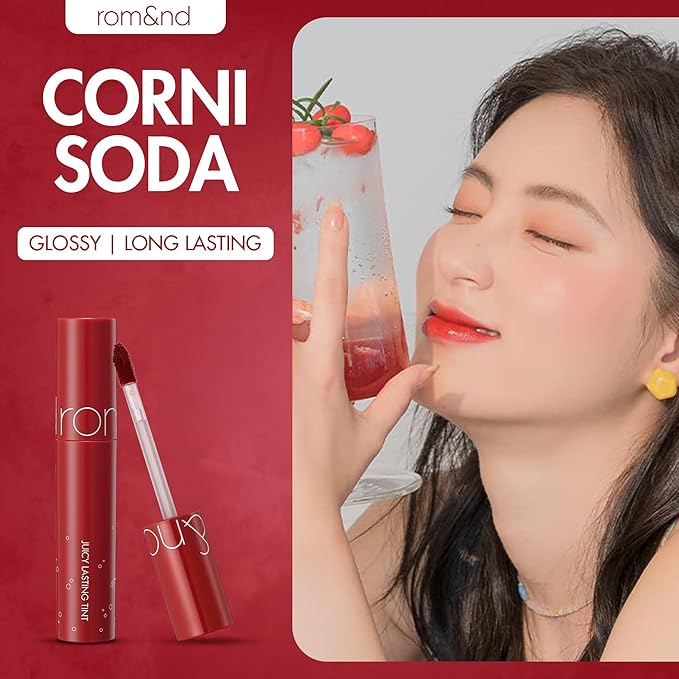 rom&nd Juicy Lasting Tint #16 Corni Soda - Long-Lasting Lip Gloss, Lipstick & Stain in One | Moisturizing, Non-Sticky, Vibrant Korean Lip Makeup