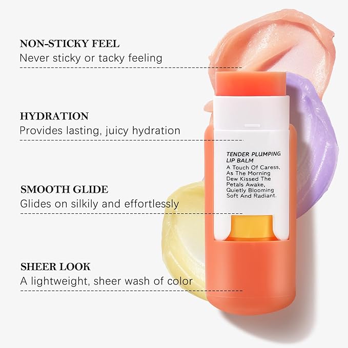 Boobeen Plumping Lip Balm, Moisturizer for Dry Chapped Lips with Fruity Flavor, Cute Mini Lip Care for On-The-Go Hydration