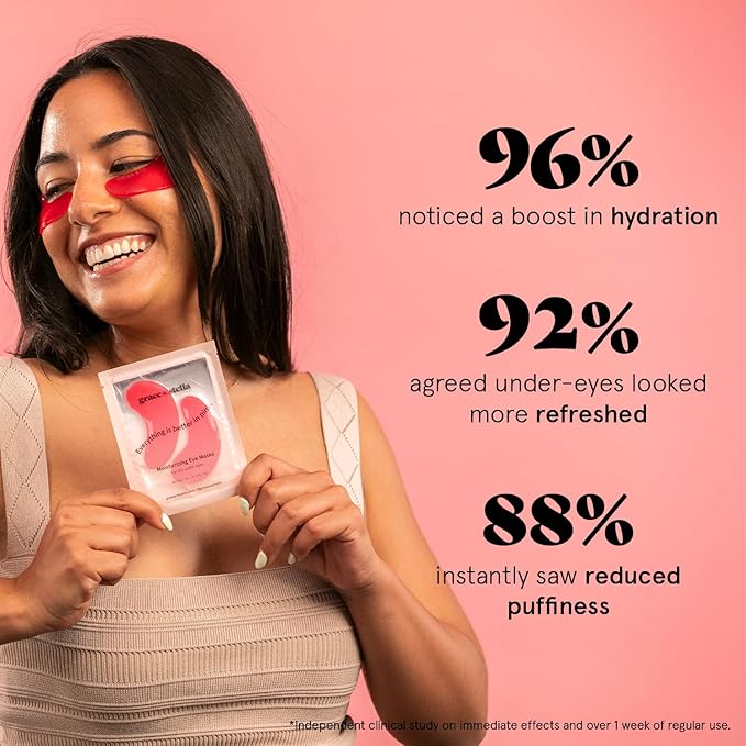 grace & stella Award Winning Under Eye Mask - Reduce Dark Circles, Puffy Eyes, Undereye Bags, Wrinkles - Gel Under Eye Patches - Gifts for Women Under 10 Dollars - Vegan Cruelty-Free (Pink, 6 Pairs)