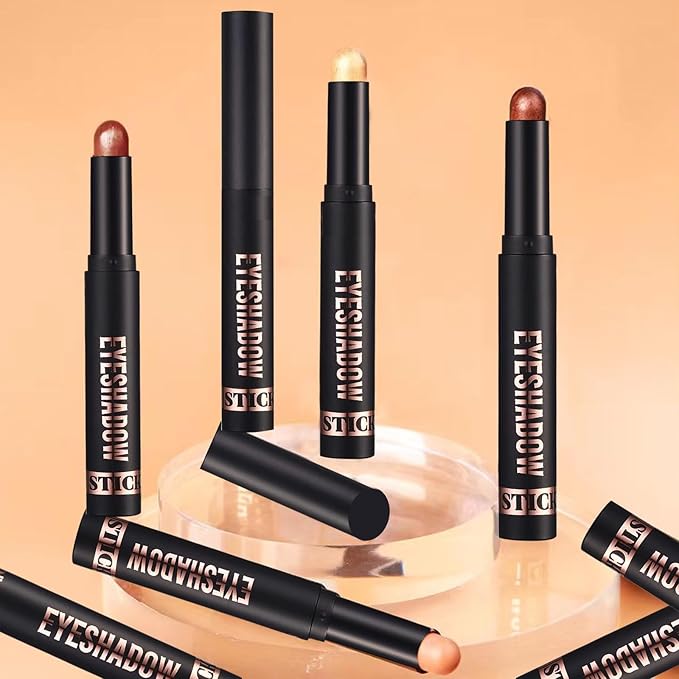 Rose Gold Eyeshadow Stick, Shimmer Cream Eyeshadow Pencil Makeup, High Pigment Long Lasting Waterproof Eye Shadow Pen Women Multi-Dimensional Hypoallergenic Eye Highlighter Stick (16#)