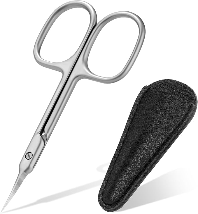 ESVIENS Cuticle Scissors, Extra Fine Curved Nail Scissors for Men Women, Professional Small Grooming Scissor for Eyebrow, Eyelash, Manicure and Pedicure (Matte)