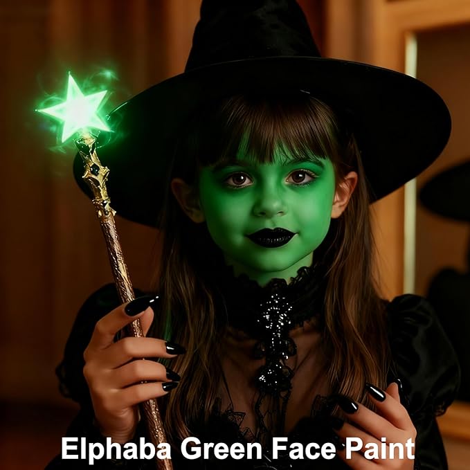 MEICOLY 3PCS Black Purple Lime Green Face Body Paint Stick Set,Face Paint for Halloween Wicked Witch,Frankenstein,Ghost,Zombie SFX Character Makeup,Elphaba Face Paint Makeup,Eye Black Stick Kit