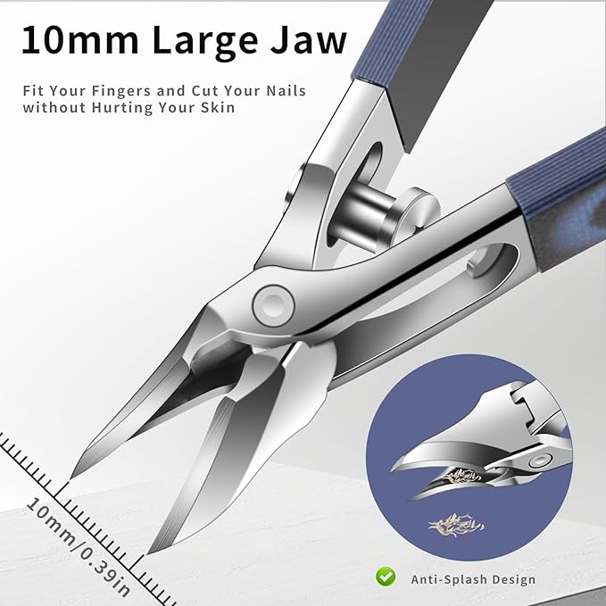 Ingrown Toenail Clippers with Curved Sharp Blade, Toe Nail Clippers for Ingrown Nails, Toenail Nipper for Seniors with Thick Toenails (Straight Blue C)