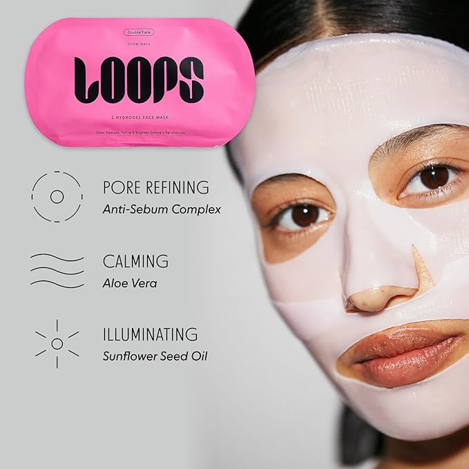 LOOPS DOUBLE TAKE - Hydrogel Korean Face Mask - Calms & Soothes Skin’s Surface - Helps Refine Pores and - For All Skin Types - 5 pc