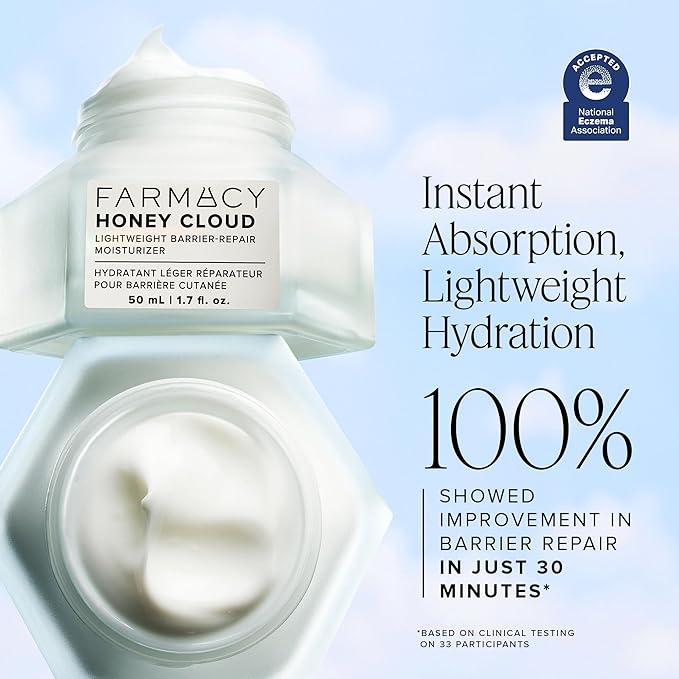 Farmacy Honey Cloud Lightweight Face Moisturizer - Silky & Hydrating Face Lotion Infused with Hyaluronic Acid, Peptides & Chamomile - Soothing Daily Facial Moisturizer for Sensitive Skin (50ml)