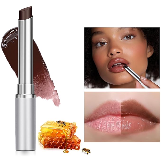 2PCS Hydrating Honey Lipstick，Black Sheer Tinted Lip Balm for All Skin Tones, Moisturizing Nourishing Formula with Natural Black Cherry Tint