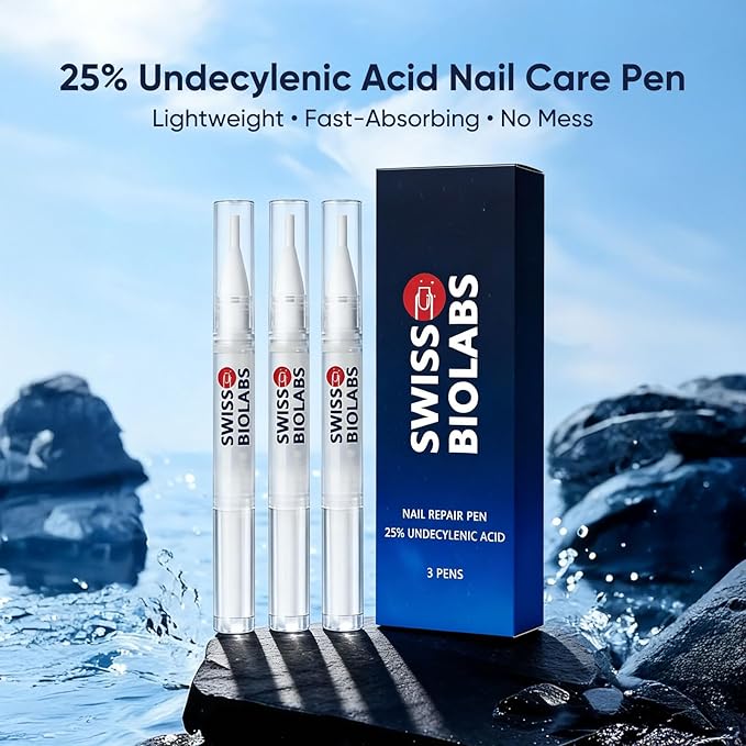 Swiss Biolabs Nail Fungus Pen, Nail Repair Treatment Serum with Undecylenic Acid 25% & TreeTea Oil for Nail Strengthener & Growth (3)